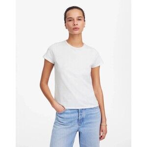 Madewell XS Essential Slim Tee in Lightweight Cotton White Crewneck Casual NWT